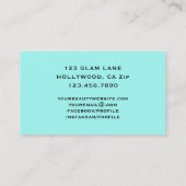 Eyelash-Erweiterungs-aquamarines schwarzes Visitenkarte (Rückseite)