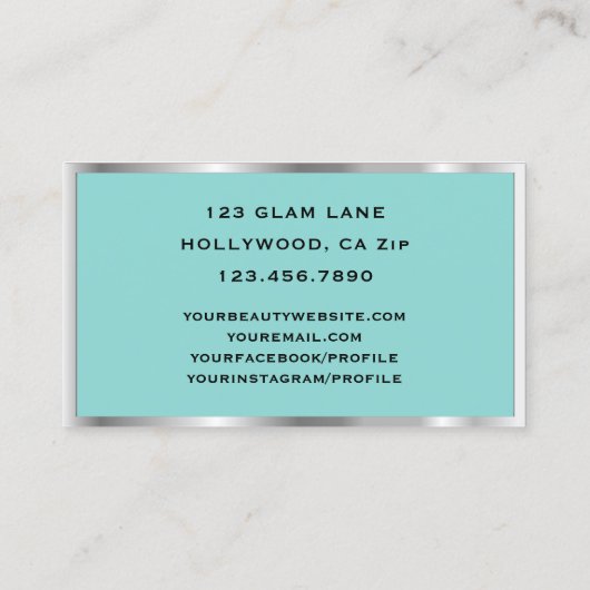 Eyelash-Erweiterungs-Glitzer-Make-upaquamarines Visitenkarte (Rückseite)
