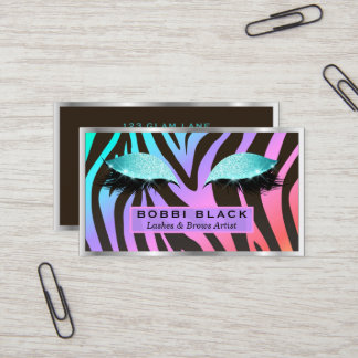 Eyelash-Erweiterungs-Glitzer-Make-upheller Zebra Visitenkarte