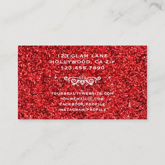 Eyelash-Erweiterungs-rotes silbernes Visitenkarte (Rückseite)