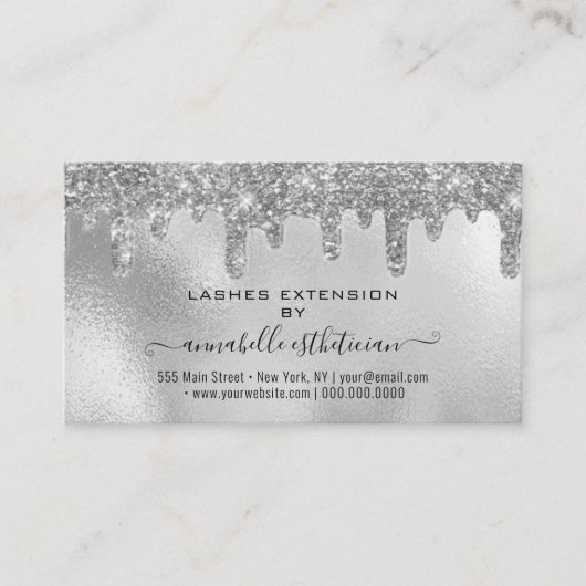 Eyelash Extension Aftercare Instruction Glitzern Visitenkarte (Vorderseite)