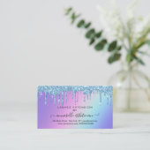 Eyelash Extension Aftercare Instruction Glitzern Visitenkarte (Stehend Vorderseite)