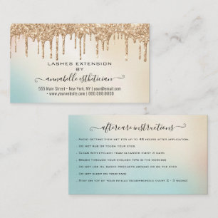 Eyelash Extension Aftercare Instruction Glitzern Visitenkarte