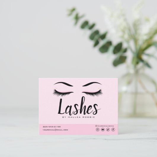 Eyelash Extension Aftercare Instructions Lash Logo Visitenkarte (Stehend Vorderseite)