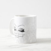 Eyelash Extension Beauty Studio Grau Glitzer Kaffeetasse (Vorderseite Links)