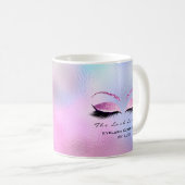 Eyelash Extension Beauty Studio Pink Blue Ombre Kaffeetasse (VorderseiteRechts)
