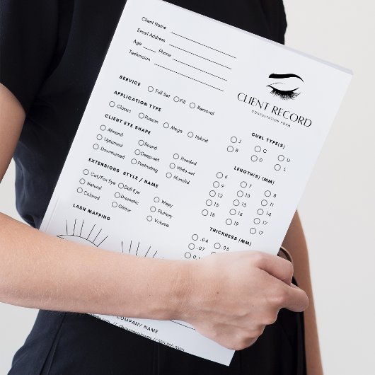 Eyelash Extension Client Record 40 Seiten Notizblock