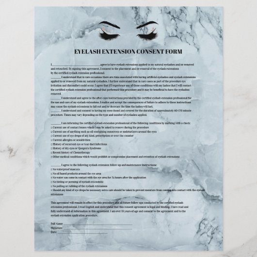 EYELASH EXTENSION CONSENT FORM FLYER (Vorne)