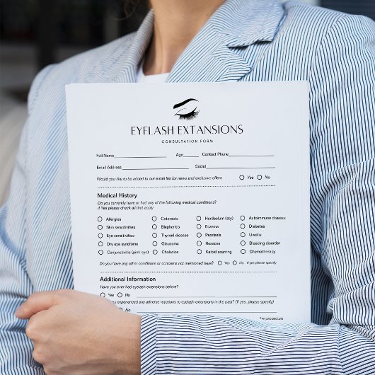 Eyelash Extension Consultation Formulare 40 Seiten Notizblock