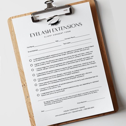 Eyelash Extension Forms Lash Consent Form 40 Seite Notizblock