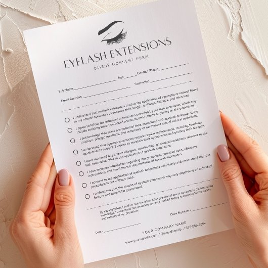 Eyelash Extension Forms Lash Consent Form 40 Seite Notizblock