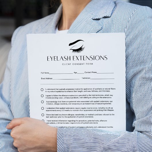 Eyelash Extension Forms Lash Consent Form 40 Seite Notizblock
