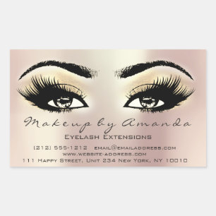 Eyelash Extension Gold Makeup Artist Beauty Salon Rechteckiger Aufkleber