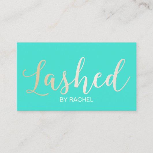 Eyelash Extension Gold Script Modernes Türkis Visitenkarte (Vorderseite)