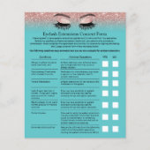 Eyelash Extension Liability Waiver Aquamarine Rose Flyer (Vorne)