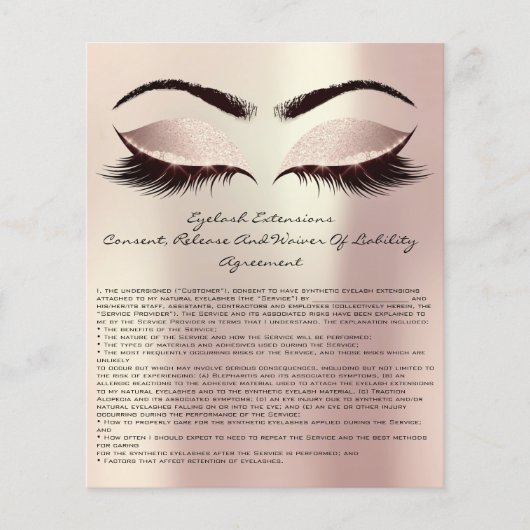 Eyelash Extension Liability Waiver Eyes Rose Pink Flyer (Vorne)