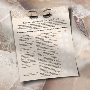 Eyelash Extension Liability Waiver Form Creme Flyer