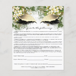 Eyelash Extension Liability Waiver Gold Floral Lux Flyer