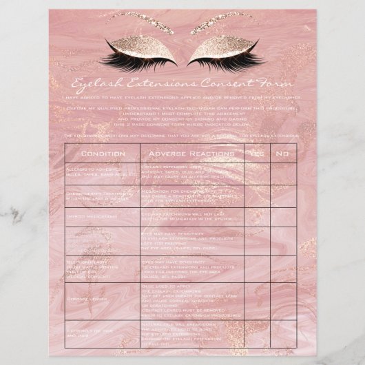 Eyelash Extension Liability Waiver Rose Marble2 Flyer (Vorne)