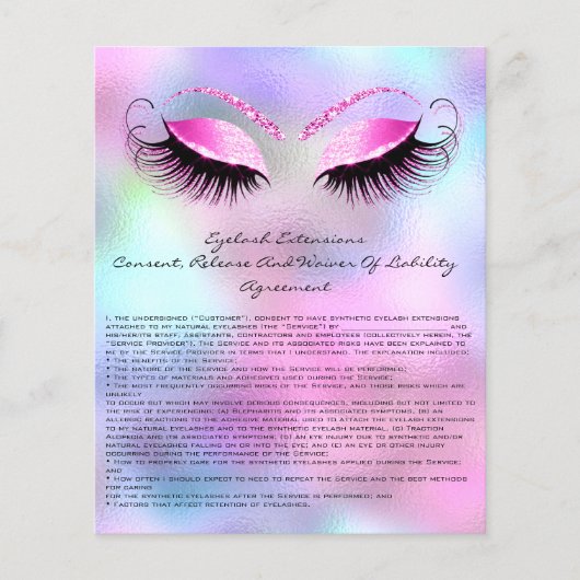 Eyelash Extension Liability Waiver Rose Ombre Blue Flyer (Vorne)