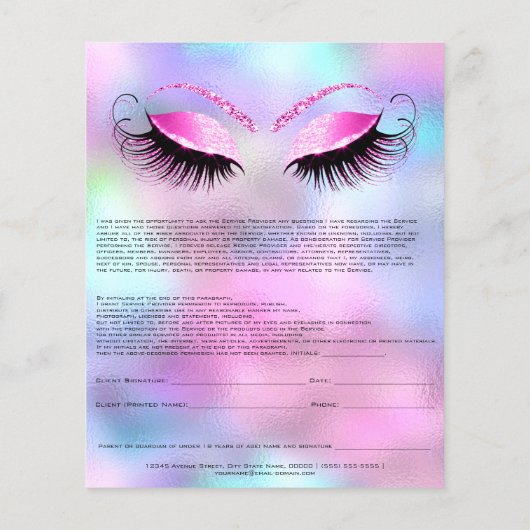 Eyelash Extension Liability Waiver Rose Ombre Flyer (Hinten)