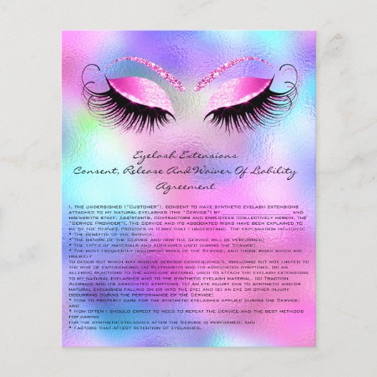Eyelash Extension Liability Waiver Rose Ombre Flyer (Vorne)