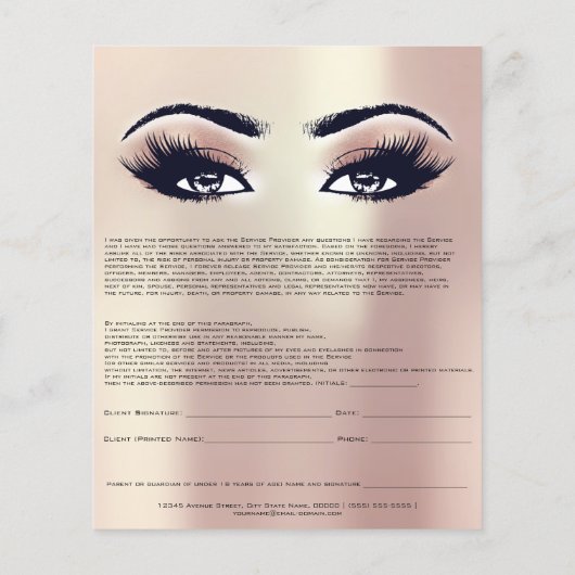 Eyelash Extension Liability Waiver Rose Peak Flyer (Hinten)