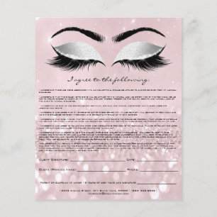Eyelash Extension Liability Waiver Rose Rosa Grau Flyer
