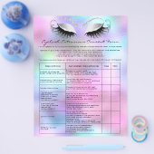 Eyelash Extension Liability Waiver Rose Silver Gra Flyer (Einzeln)