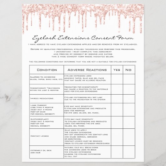 Eyelash Extension Liability Waiver Rose White Flyer (Vorne)