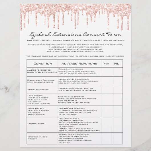 Eyelash Extension Liability Waiver Rose White Flyer (Vorne)