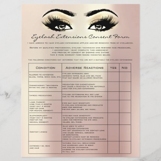 Eyelash Extension Liability Waiver Rosen Eyes Flyer (Vorne)
