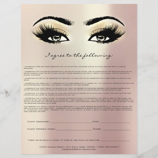 Eyelash Extension Liability Waiver Rosen Eyes Flyer (Hinten)