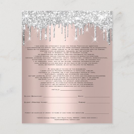 Eyelash Extension Liability Waiver Spark Rose Grau Flyer (Hinten)