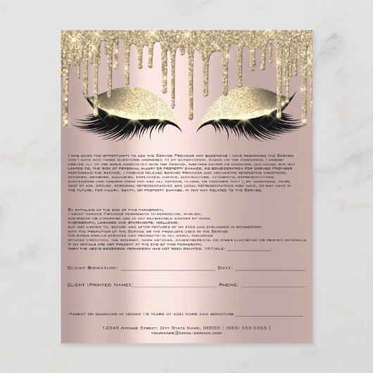 Eyelash Extension Liability Waiver Spark Rosen Gol Flyer (Hinten)
