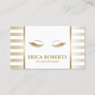 Eyelash Extension Makeup Artist Chic Gold Strips Visitenkarte