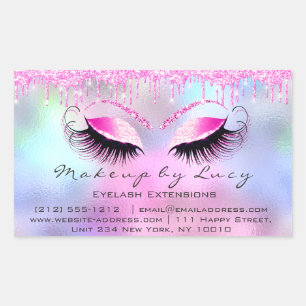 Eyelash Extension Makeup Artist Pink Tropfens Fuch Rechteckiger Aufkleber