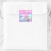 Eyelash Extension Makeup Artist Salon Pink Tropfen Quadratischer Aufkleber (Tasche)