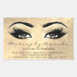Eyelash Extension Makeup Beauty Browns Gold Glam Rechteckiger Aufkleber