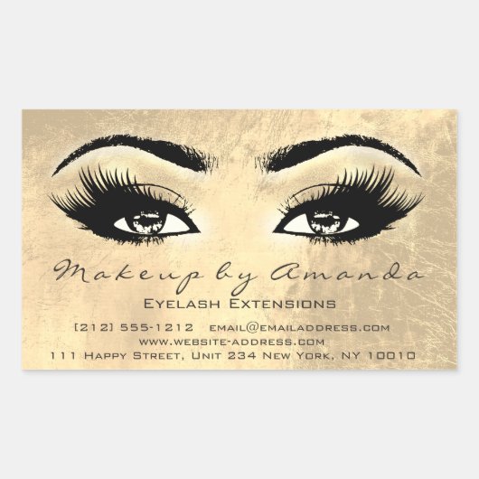Eyelash Extension Makeup Beauty Browns Gold Glam Rechteckiger Aufkleber (Vorderseite)