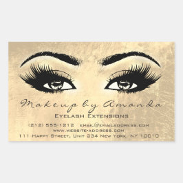 Eyelash Extension Makeup Beauty Browns Gold Glam Rechteckiger Aufkleber