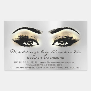 Eyelash Extension Makeup Beauty Browns Gray Silver Rechteckiger Aufkleber