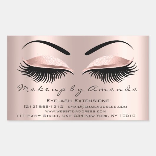Eyelash Extension Makeup Beauty Rose Microblading Rechteckiger Aufkleber (Vorderseite)