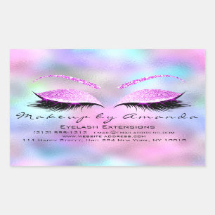 Eyelash Extension Makeup Beauty Salon Holograph Rechteckiger Aufkleber