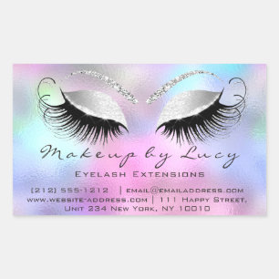 Eyelash Extension Makeup Beauty Salon Pink Grau Rechteckiger Aufkleber