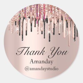 Eyelash Extension Makeup Rose Grau Tropfen Runder Aufkleber