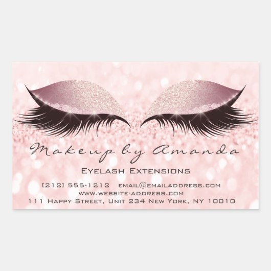 Eyelash Extension Makeup Schönheitssalon Pink Blus Rechteckiger Aufkleber (Vorderseite)