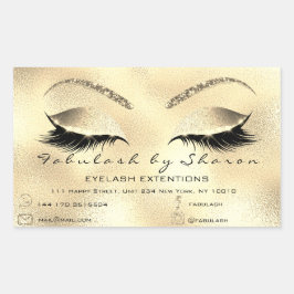 Eyelash Extension Makeuty Salon Adress Gold2 Rechteckiger Aufkleber