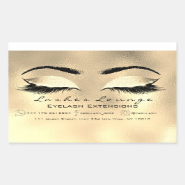 Eyelash Extension Makeuty Salon Gold Browns Rechteckiger Aufkleber