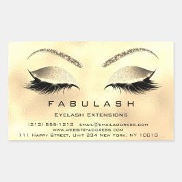 Eyelash Extension Makeuty Salon Gold Glitzer Rechteckiger Aufkleber